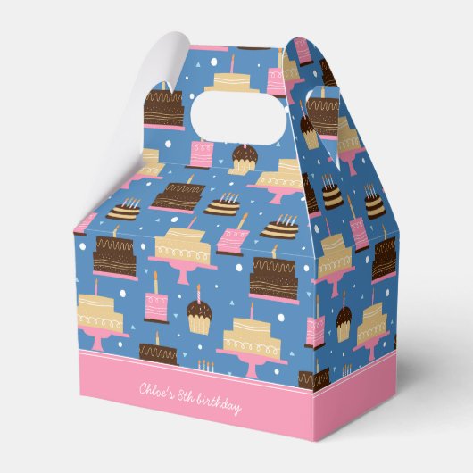 Birthday Cake Pattern Custom Name + Greeting Bedankdoosjes (Achterkant)