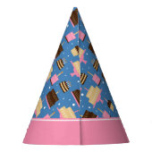 Birthday Cake Pattern Custom Name + Greeting Feesthoedjes (Achterkant)