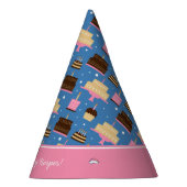 Birthday Cake Pattern Custom Name + Greeting Feesthoedjes (Rechts)