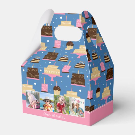 Birthday Cake Pattern Custom Name + Greeting Photo Bedankdoosjes (Achterkant)