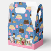 Birthday Cake Pattern Custom Name + Greeting Photo Bedankdoosjes (Geopend)