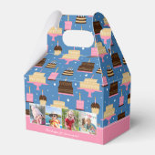 Birthday Cake Pattern Custom Name + Greeting Photo Bedankdoosjes (Voorkant Zijde)
