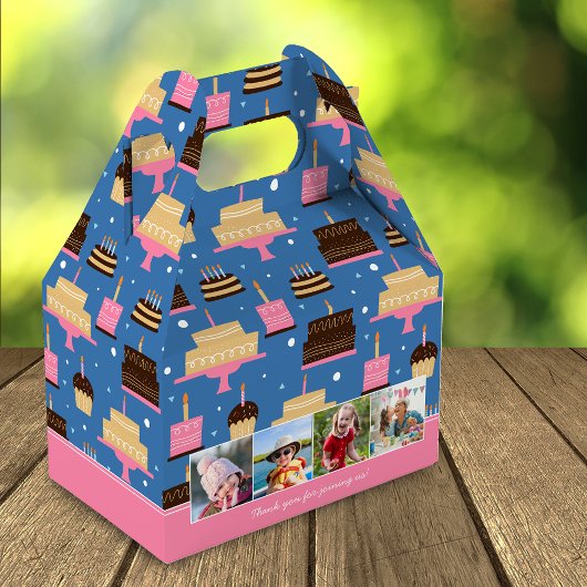 Birthday Cake Pattern Custom Name + Greeting Photo Bedankdoosjes