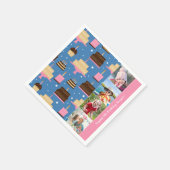 Birthday Cake Pattern Custom Name + Greeting Photo Servet (Hoek)