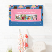 Birthday Cake Pattern Custom Name + Greeting Photo Spandoek (Insitu)