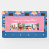 Birthday Cake Pattern Custom Name + Greeting Photo Spandoek (Horizontaal)
