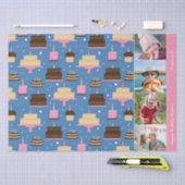 Birthday Cake Pattern Custom Name + Greeting Photo Tissuepapier (Craft)