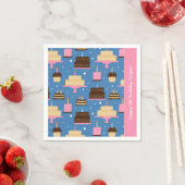 Birthday Cake Pattern Custom Name + Greeting Servet (Insitu)