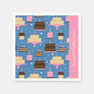 Birthday Cake Pattern Custom Name + Greeting Servet