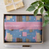 Birthday Cake Pattern Custom Name + Greeting Tissuepapier (Geschenk)