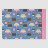 Birthday Cake Pattern Custom Name + Greeting Tissuepapier (Voorkant)