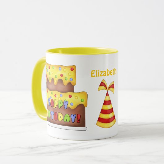 Birthday Cake Personalized Name Mok (Voorkant links)