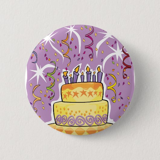 Birthday Cake Pin Ronde Button 5,7 Cm (Voorkant)