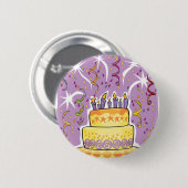 Birthday Cake Pin Ronde Button 5,7 Cm (Voorkant /achterkant)