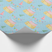 Birthday Cake Pink Gold Blue Party Pet Cadeaupapier (Hoek)