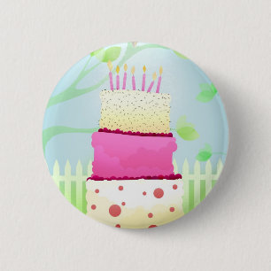 Birthday cake pins ronde button 5,7 cm