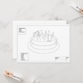 Birthday Cake Plan Kaart (Voorkant / Achterkant in situ)