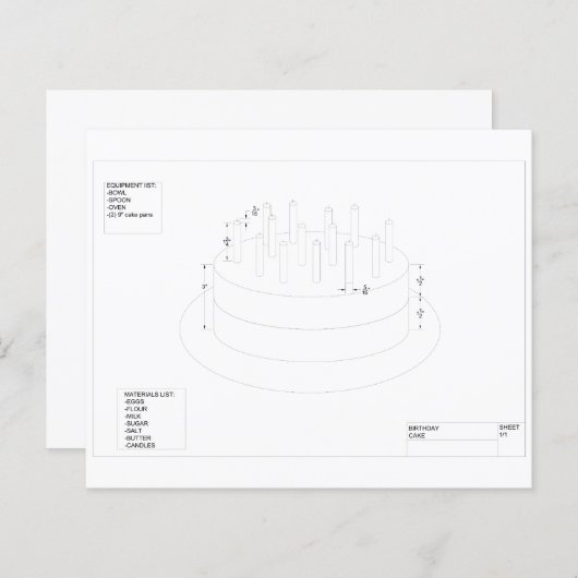 Birthday Cake Plan to Party Kaart (Voorkant / Achterkant)