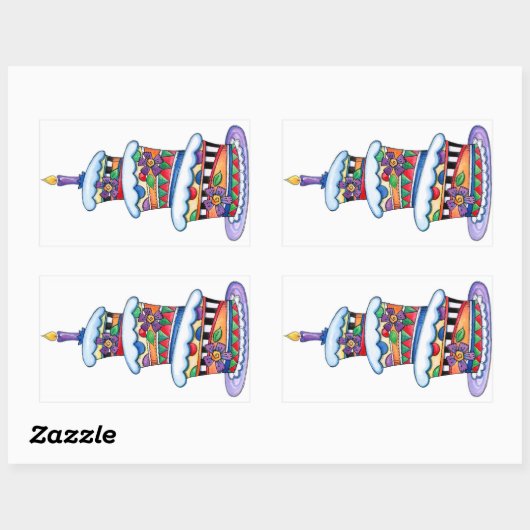 Birthday Cake Rechthoekige Sticker (Vel)