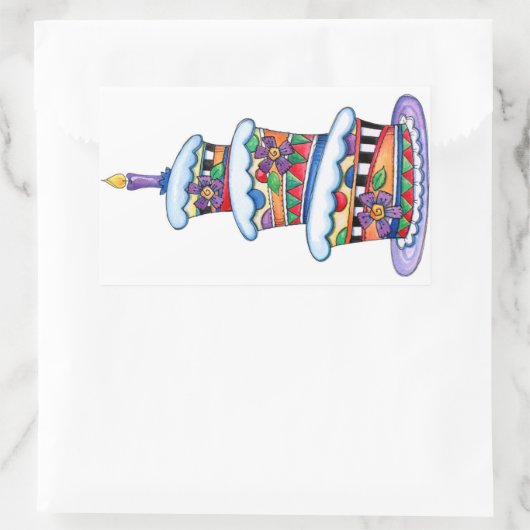 Birthday Cake Rechthoekige Sticker (Tas)