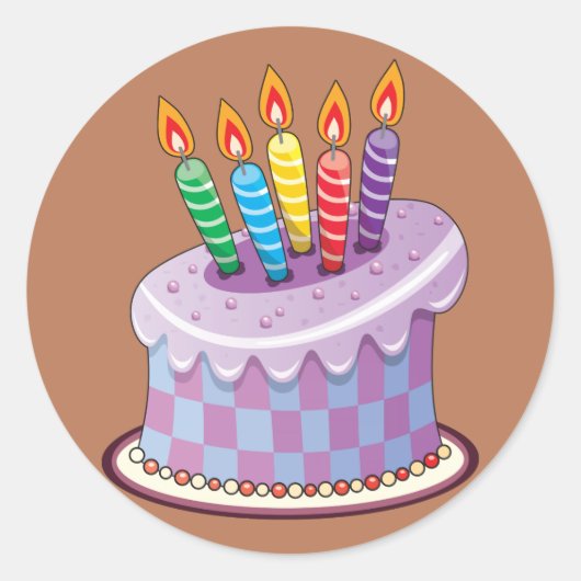 Birthday Cake Ronde Sticker (Voorkant)