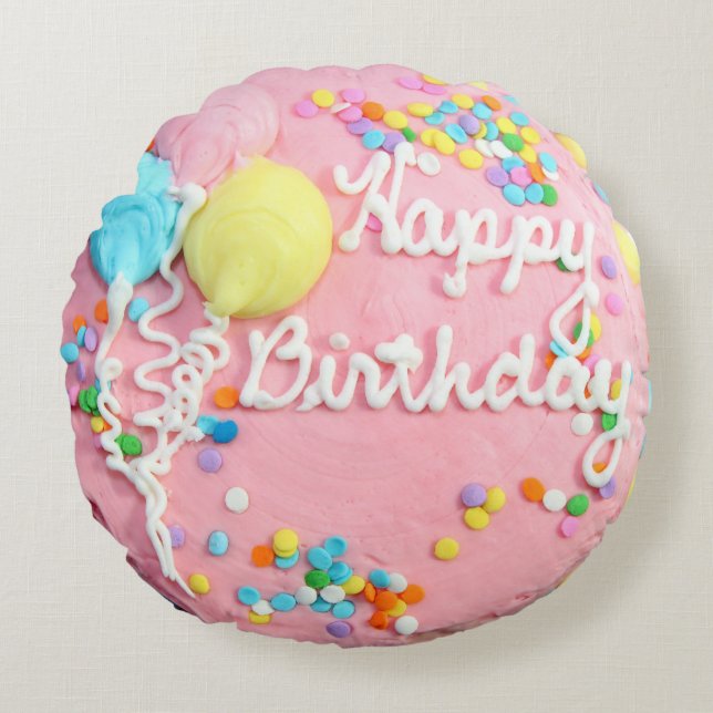 Birthday Cake Round Pillow Rond Kussen (Voorkant)