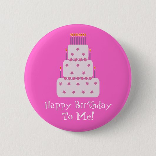   Birthday Cake roze Ronde Button 5,7 Cm (Voorkant)