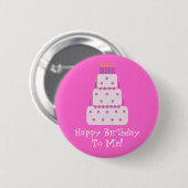   Birthday Cake roze Ronde Button 5,7 Cm (Voorkant /achterkant)