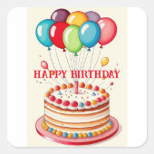 Birthday Cake Square Sticker (Voorkant)