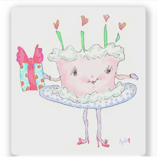 Birthday Cake Sticker (Voorkant)