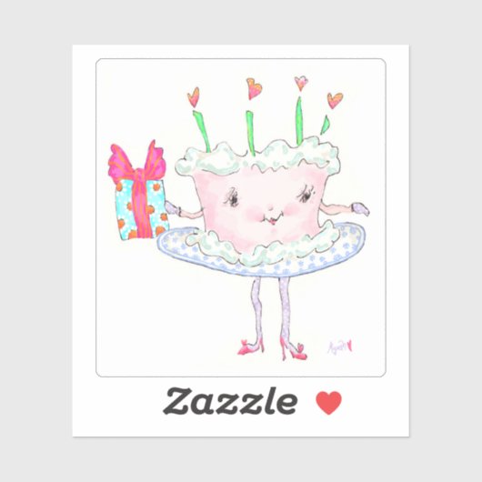 Birthday Cake Sticker (Vel)