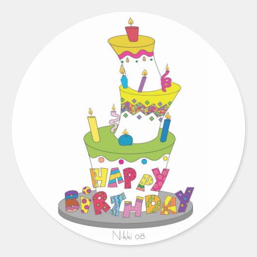 Birthday Cake Sticker (Voorkant)