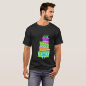 Birthday Cake T-Shirt (Mannen zwart - alleen cake) (Voorkant volledig)