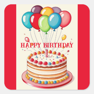 Birthday Cake Vierkante Sticker