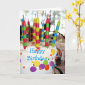 Birthday Cake with Candles Birthday Wenskaart Kaart (Gele Bloem)