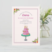Birthday Cake with Candles Invitation Kaart (Staand voorkant)