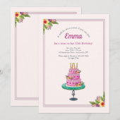 Birthday Cake with Candles Invitation Kaart (Voorkant / Achterkant)