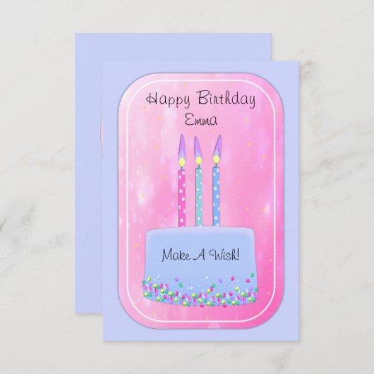 Birthday Cake with Candles Kaart (Voorkant / Achterkant)