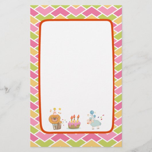 Birthday Cake with Party Lion and Balloon Sheep Briefpapier (Voorkant)