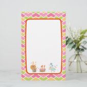 Birthday Cake with Party Lion and Balloon Sheep Briefpapier (Staand voorkant)