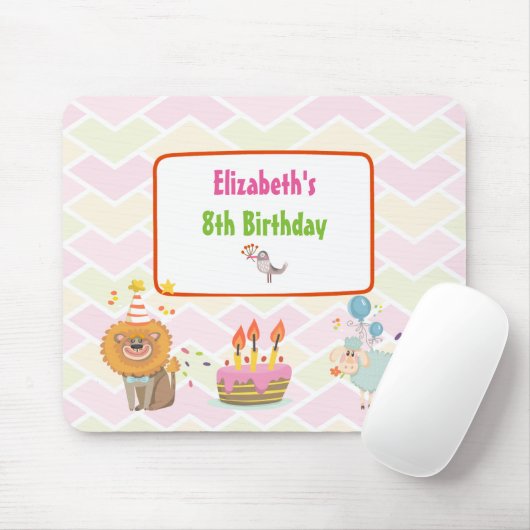 Birthday Cake with Party Lion and Balloon Sheep Muismat (Met muis)