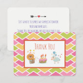 Birthday Cake with Party Lion and Sheep Dank je we Kaart (Voorkant / Achterkant)