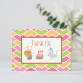 Birthday Cake with Party Lion and Sheep Dank je we Kaart (Staand voorkant)