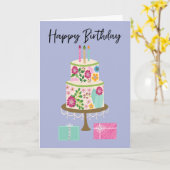 Birthday Cake with Presents Kaart (Gele Bloem)