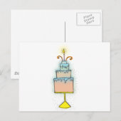 BIRTHDAY cake with twirly curly candles Briefkaart (Voorkant / Achterkant)