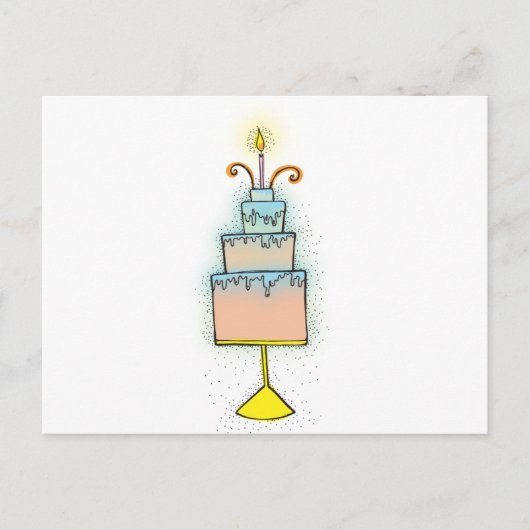 BIRTHDAY cake with twirly curly candles Briefkaart (Voorkant)