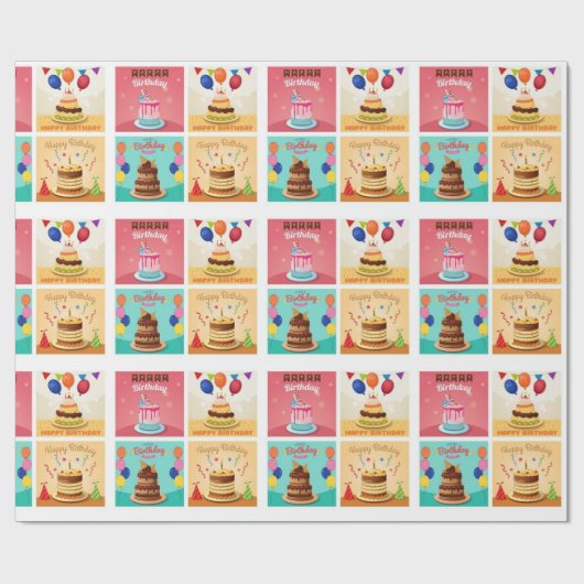 Birthday Cakes Pattern Cadeaupapier (Vlak)