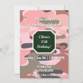 Birthday Camouflage Pink Green Cute Girl  Kaart (Voorkant)