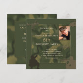 Birthday Camouflage Uitnodiging, leeftijd invoegen Kaart (Voorkant / Achterkant)