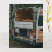 BIRTHDAY CAMPER CUSTOM VAN ADVENTURE BIG CARD KAART (Gele Bloem)